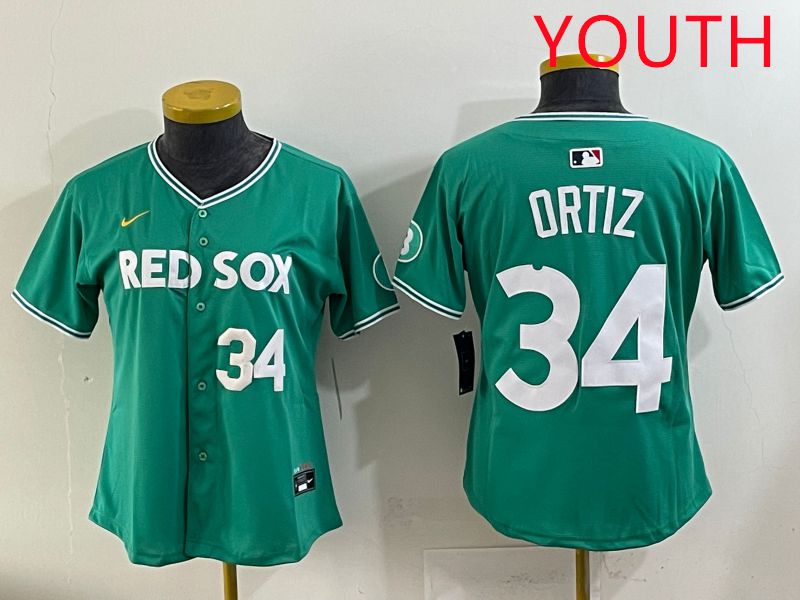 Youth 2025 Boston Red Sox #34 Ortiz Dark Green Joint Name Nike MLB Jersey style 4